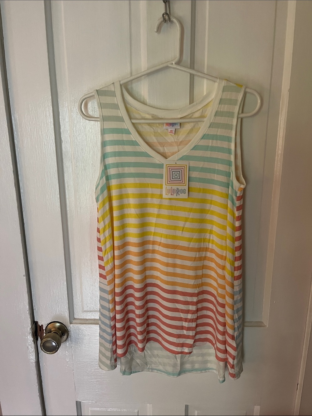 LuLaRoe Kristina Women's Multicolor Striped V-Neck Tank Top